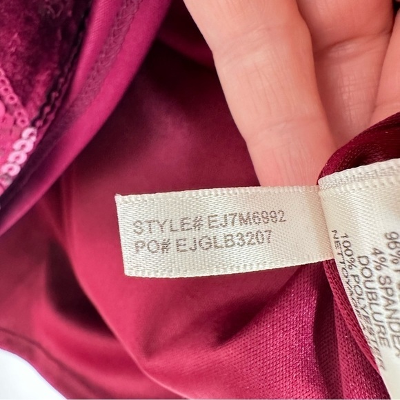 Eliza J Maroon Purple Art Deco 1920s Style Sequin Cap Sleeve Mini Dress Size 4 - Picture 4 of 5